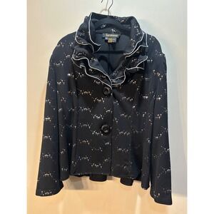Susanna Black Sequin Ruffle Collar Evening Jacket‎ Plus Size 22 Formal Knit